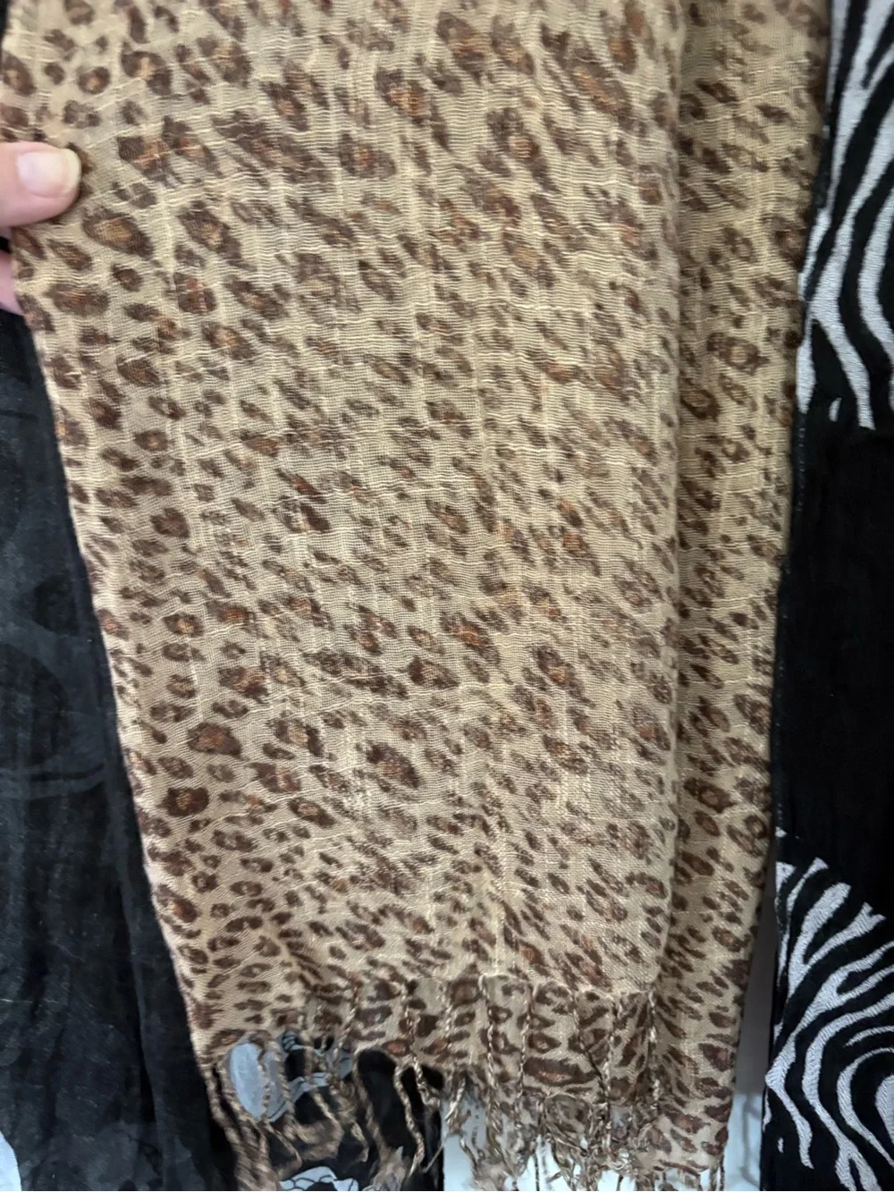 Bundle of 3 scarfs- Skulls, Leopard, and Zebra Prints.